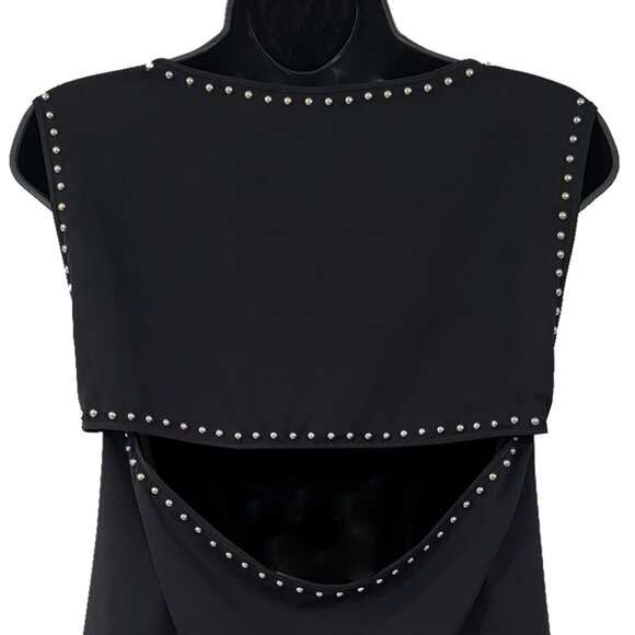 Silk Studded Women's Black Drape Top - Picture 2 of 6